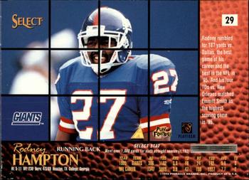 1996 Select #29 Rodney Hampton Back