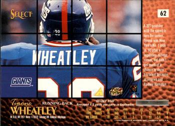 1996 Select #62 Tyrone Wheatley Back