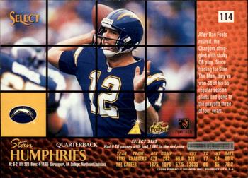 1996 Select #114 Stan Humphries Back