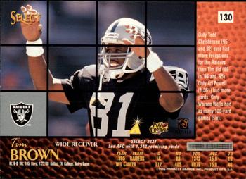1996 Select #130 Tim Brown Back
