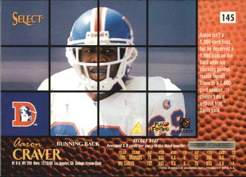 1996 Select #145 Aaron Craver Back