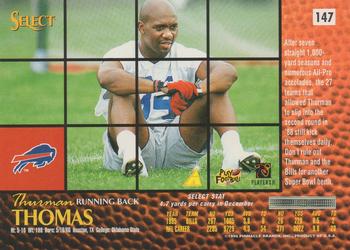 1996 Select #147 Thurman Thomas Back