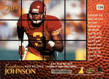 1996 Select #154 Keyshawn Johnson Back