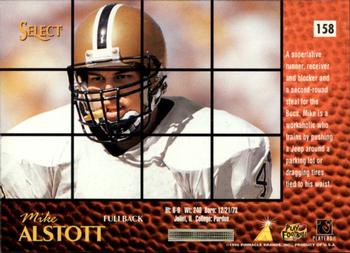 1996 Select #158 Mike Alstott Back