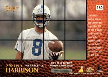 1996 Select #160 Marvin Harrison Back
