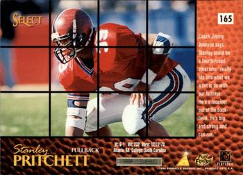 1996 Select #165 Stanley Pritchett Back