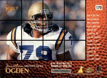 1996 Select #170 Jonathan Ogden Back
