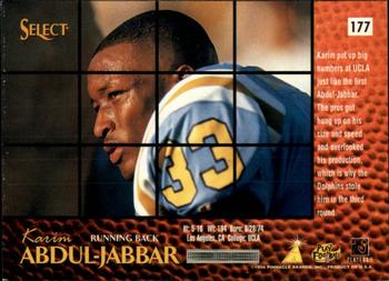 1996 Select #177 Karim Abdul-Jabbar Back