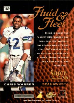 1996 Select #189 Chris Warren Back