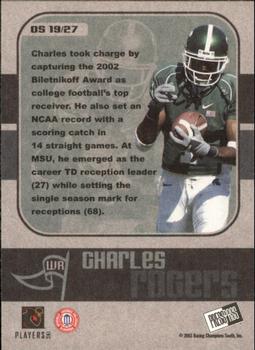2003 Press Pass JE - Old School #OS19 Charles Rogers Back