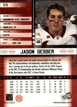 2003 Press Pass JE - Retail #R10 Jason Gesser Back