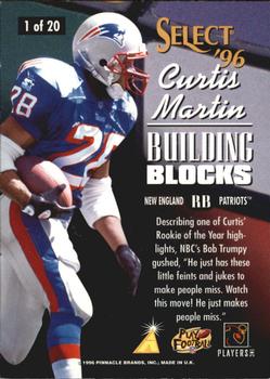 1996 Select - Building Blocks #1 Curtis Martin Back