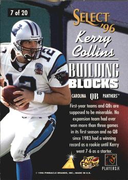 1996 Select - Building Blocks #7 Kerry Collins Back