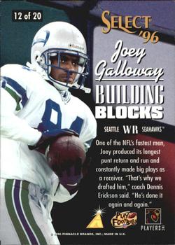 1996 Select - Building Blocks #12 Joey Galloway Back