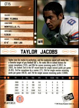 2003 Press Pass JE - Tin #CT15 Taylor Jacobs Back