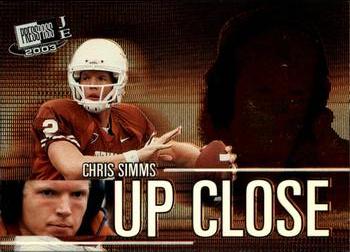 2003 Press Pass JE - Up Close #UC3 Chris Simms Front