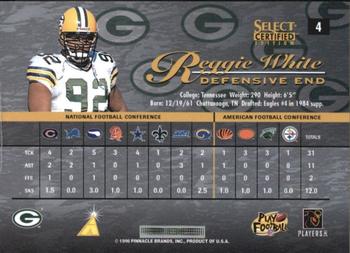 1996 Select Certified #4 Reggie White Back