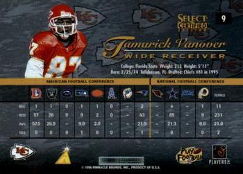 1996 Select Certified #9 Tamarick Vanover Back