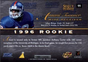 1996 Select Certified #99 Amani Toomer Back