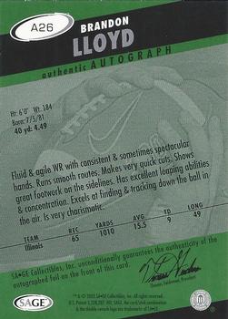 2003 SAGE HIT - Autographs Emerald #A26 Brandon Lloyd Back