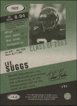 2003 SAGE HIT - Class of 2003 Autographs #CA22 Lee Suggs Back