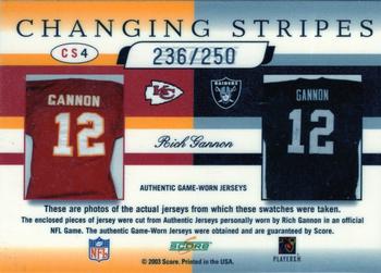 2003 Score - Changing Stripes #CS4 Rich Gannon Back