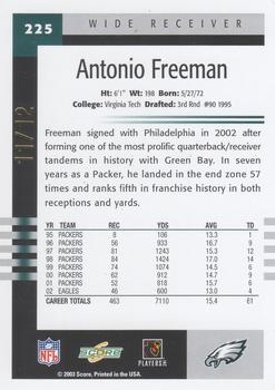 2003 Score - Final Score #225 Antonio Freeman Back