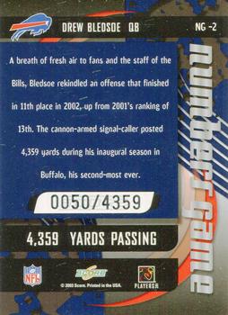 2003 Score - Numbers Game #NG-2 Drew Bledsoe Back
