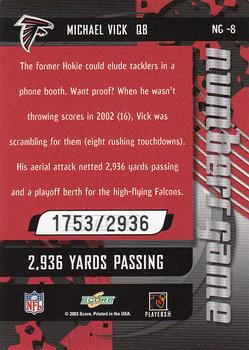 2003 Score - Numbers Game #NG-8 Michael Vick Back