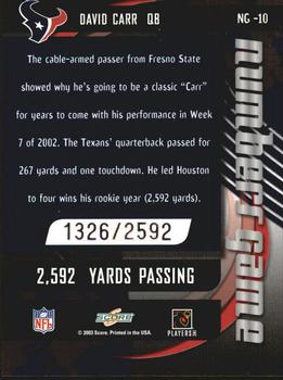 2003 Score - Numbers Game #NG-10 David Carr Back