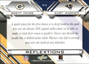 2003 Score - Reflextions #R-6 Brett Favre / Kurt Warner Back