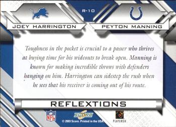 2003 Score - Reflextions #R-10 Joey Harrington / Peyton Manning Back