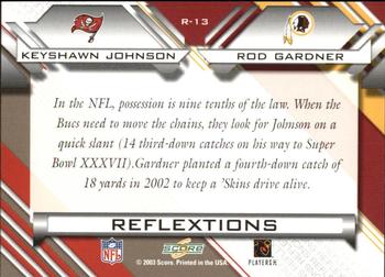 2003 Score - Reflextions #R-13 Keyshawn Johnson / Rod Gardner Back