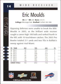2003 Score - Scorecard #14 Eric Moulds Back