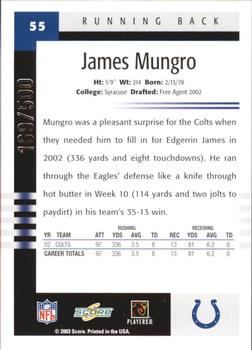 2003 Score - Scorecard #55 James Mungro Back