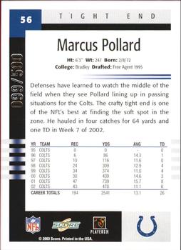 2003 Score - Scorecard #56 Marcus Pollard Back