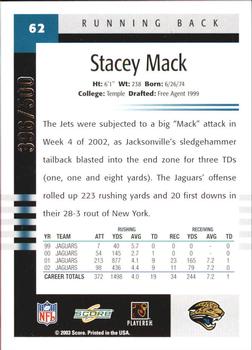 2003 Score - Scorecard #62 Stacey Mack Back