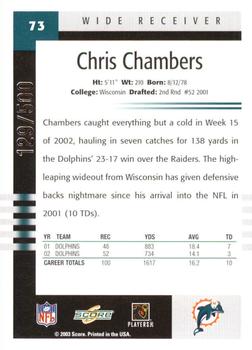 2003 Score - Scorecard #73 Chris Chambers Back