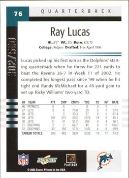2003 Score - Scorecard #76 Ray Lucas Back