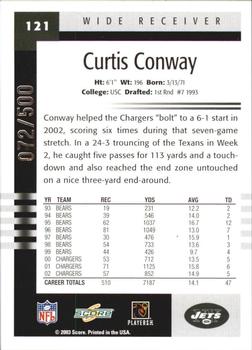 2003 Score - Scorecard #121 Curtis Conway Back
