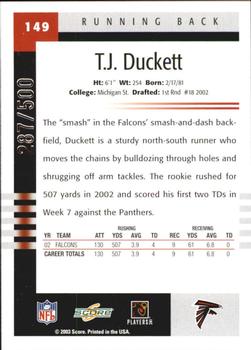 2003 Score - Scorecard #149 T.J. Duckett Back