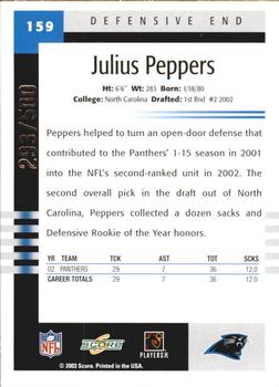 2003 Score - Scorecard #159 Julius Peppers Back