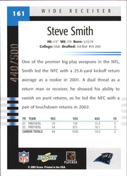 2003 Score - Scorecard #161 Steve Smith Back