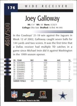 2003 Score - Scorecard #176 Joey Galloway Back