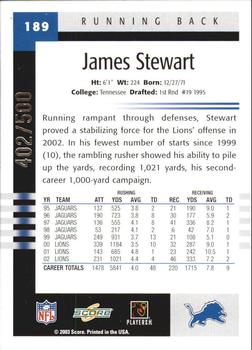 2003 Score - Scorecard #189 James Stewart Back
