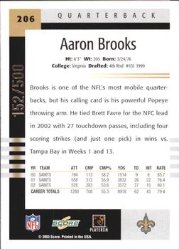 2003 Score - Scorecard #206 Aaron Brooks Back