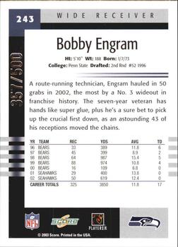 2003 Score - Scorecard #243 Bobby Engram Back