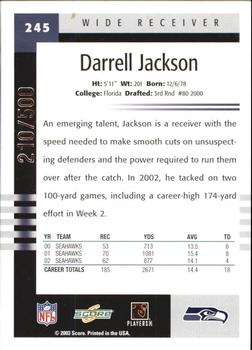 2003 Score - Scorecard #245 Darrell Jackson Back
