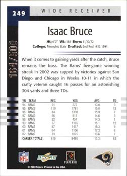2003 Score - Scorecard #249 Isaac Bruce Back
