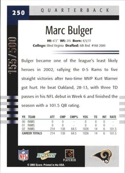 2003 Score - Scorecard #250 Marc Bulger Back